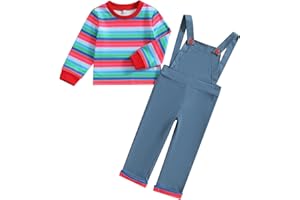 PDYLZWZY Chucky-Kostüm für Kleinkinder, Baby-Langarm-Tops mit gestreiftem Aufdruck und Hosenträger-Set, Halloween-Cosplay-Horror-Kostüm