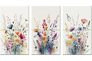 JBER Artystyczne panele akustyczne, samoprzylepne, duże obrazy ścienne do dekoracji ścian, panele pochłaniające dźwięk, do studia nagraniowego, salonu, łazienki, 120 x 68 cm, dzikie kwiaty