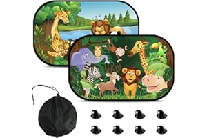 FINEVERNEK Tendine Parasole Auto Bambini,2 pezzi Tendine Parasole per Auto con Ventosa,Parabrezza Finestrino Laterale Protezione Solare 99% dai Raggi UV,Autoadesivo,50X30cm