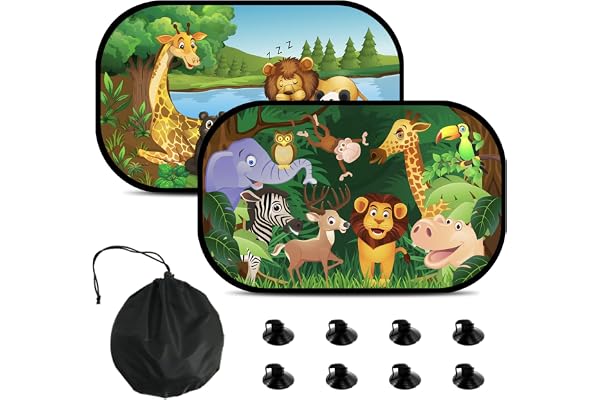 FINEVERNEK Pare-Soleil Voiture Bébé, 2 Pièces Pare-Soleil Auto avec Ventouse pour Enfants et Animaux,Auto Adhésifs,Pare-Soleil Vitres pour Fenêtre Latérale de Voiture Protection UV,50X30cm