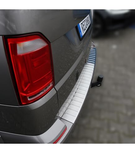Chromemaster Protection Pare-Chocs Arrière VW T6 2015-2019 - Bande Seuil Coffre Acier Inox Poli Graphite Brillant - Anti-Rayures
