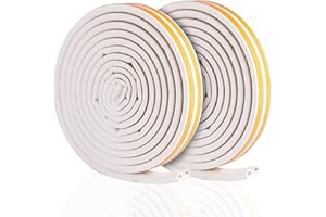 DURDIIY Wyłącznik przeciągów do drzwi, 2 sztuki, 4 uszczelki, łącznie 10 m, listwa uszczelniająca do drzwi, 9 mm (szer.) x 6 mm (T), ogranicznik przeciągów do drzwi, blokada przeciągów do okien, listwa uszczelniająca do okien, listwa uszczelniająca do drzwi