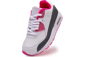 Daclay Zapatos niños Niñas Deportivo Transpirable Malla con Parte Superior de Cuero cómoda Suave Cordones Zapatillas Sneakers