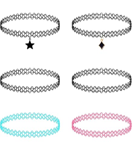24 Collane Elastiche In Gomma Per Tatuaggi - Girocollo Arcobaleno Vintage Per Donne E Ragazze - Mix Di Colori - 2