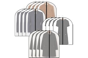 GOYADA pokrowce na ubrania z zamkiem błyskawicznym, 16 sztuk pokrowców na ubrania 60 x 100 cm, półprzezroczyste, do garniturów/koszuli, pyłoszczelne, wodoodporne mole nawilżające, czarne