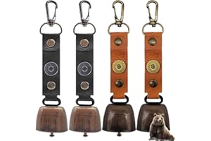 HASLED Cencerro Anti-Oso 4 Unidades - Campana Metal con Hebilla Integrada - Silenciador Magnético - para Senderismo y Decoración Exterior (14x3.5 cm)