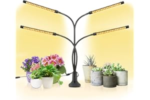Sondiko Grow Light, 4 Heads Timing 80 LED 9 Dimmable Levels Plant Grow Lights for Indoor Plants with Adjustable Gooseneck, 3 9 12H Timer, 3 Switch Modes
