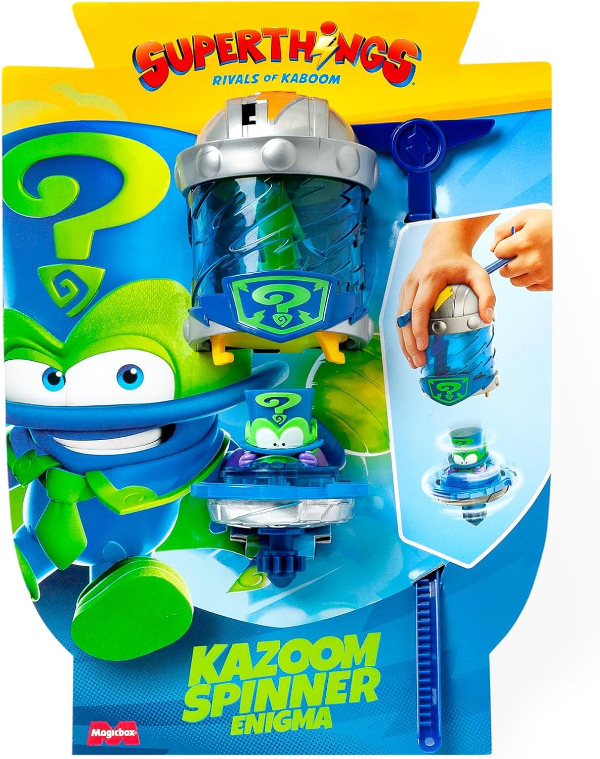SUPERTHINGS KAZOOM Power – Kazoom Spinner – Enigma. Incluye 1 Cápsula Kazoom, 1 peonza Kazoom y 1 Tira.
