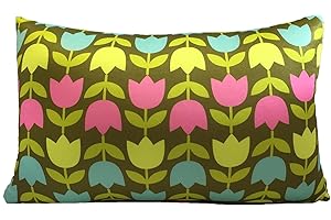 COVERBAGBCN- Cojín Cuadrado Anti-Estrés Relax | Alivio Cervicales y Lumbares | Relleno de Bolitas Confortables | Tejido Lycra Suave al Tacto | Lavable en Máquina | 36x25 cm (Tulipanes)