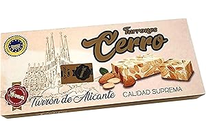 THE BLACK HOOF Turrón de Alicante Duro Cerro Qualité Suprême 100% Naturel - Amandes et Miel Touron Dur 200 g - Sans Gluten, Sans Lactose