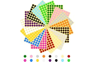 Vicloon Kolorowe Naklejki w Kropki, 1120 Szt., Okrągłe Etykiety 19 mm, Do Kodowania, Samoprzylepne, Do Biura, Szkoły, 16 Kolorów, 16 Arkuszy