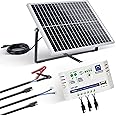 ECO-WORTHY 25W 12V Kit Pannelli Solari Monocristallini: IP65 25W Pannello Solare + Cavo di Collegamento SAE + Regolatore di C