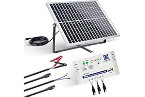 ECO-WORTHY 25W 12V Kit Pannelli Solari Monocristallini: IP65 25W Pannello Solare + Cavo di Collegamento SAE + Regolatore di Carica per Barche, Luci, Apriporta, Pollaio