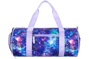 Choco Mocha Kids Duffle Bag for Girls Weekender Overnight Bag Lightweight Sports Gym Bag with Shoes Compartment, Galaxy Purple