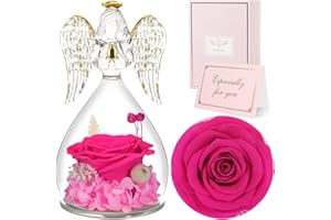 Sunia Rosa Eterna Regalos Originales para Mujer, Flores Preservadas Regalo Madre, Flore Eterna con Figura Ángel Regalo Cumpleaños Mujer, Regalo Mama Abuela, Regalo Navidad San Valentin Dia de la Madre