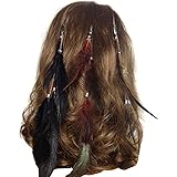 Set of 3 Handmade Boho Hippie Hair Extensions with Feather Clip Comb Headdress Hairpin DIY Accessories for Women Lady Girls