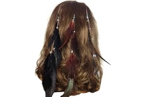 Fodattm Set von 3 handgefertigten Boho Hippie Haarverlängerungen mit Federclip Kamm Kopfschmuck Haarnadel DIY Zubehör für Frauen Mädchen