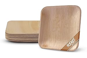 FOOGO Green 25 Platos Desechables de Hoja de Palma, 6" (15 cm) Pequeños Platos Cuadrados para Postre, Platos Compostables, Como Platos de Madera, Platos de Papel, para Comida Caliente