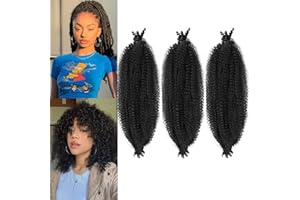 LPARMJIT Springy Afro Twist Hair 16 inch 8 Packs Pré-séparés Kinky Marley Twist Tresses Cheveux Pour Butterfly Locs Doux Pre-Fluffed Afro Twist Extensions de cheveux (16inch(pack of 3), 1b)