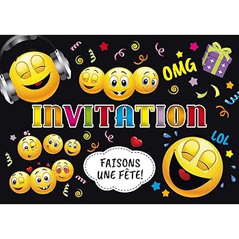 Edición Colibri Invitaciones Smiley En Francés: Juego De 10 Divertidas Invitaciones De Emoticonos Para Cumplea