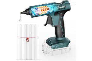 FOVENDI Pistolet à Colle 100W Sans Fil Compatible pour Bosch GBA 18V Batterie, Pistolet à Colle à Chauffage Rapide Avec 12 Bâtons de Colle pour le Bricolage Artisanat et Réparations Rapides(Sans Batterie)