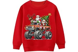 TCWWBB Kids Christmas Jumper Sweatshirt Xmas Jumpers Boys Girls Bear Snowmen Moster Truck Outfits Children Long Sleeve Cotton Pullover Tops Casual Crewneck Winter Clothes Age 7-11 Years Old