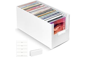 TUTATA CD-Aufbewahrungsbox, stapelbarer CD-Organizer aus Kunststoff, für bis zu 25 CDs, CD-Aufbewahrungsbox für Schreibtisch und Regal