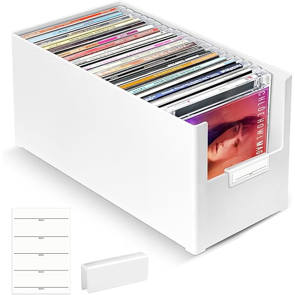 RO　CDボックス AREAJD Retro Walnut MDF CD Rack, Holds 30 CDs, Desk Organizer