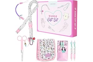 Nurse is Love Set 5 Pzas. Regalos Enfermera Original Y TCAE | Tijeras Enfermeria + Salva bolsillos Enfermeria + Bolígrafos 4 Tintas + Organizador De Bolsillo + Lanyard + Porta Tijeras | Accesorios