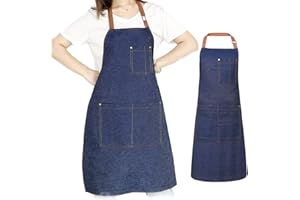 ROONTIN SubTack Delantal para mujer – Delantal de cocina ajustable con 3 bolsillos, delantal para barbacoa y delantal de trabajo para hombre y mujer, resistente a manchas de polvo