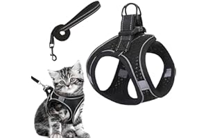 XUTONG Cat Harness, Cat Lead with Harness, Escape Proof for Pets Weighing 1.5-3 kg, Soft Mesh Puppy Harness for Walking