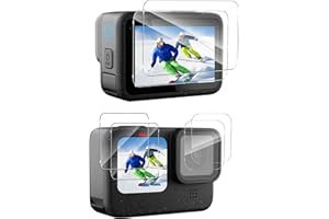 YEERAIN Protector de Pantalla para Go-Pro Hero 12/11/10/9 Black [6 PCS], Vidrio Templado Protector de Pantalla Trasera/Frontal + Protector de Lente, Resistente a los arañazos, Dureza 9H/Ultra Transparente