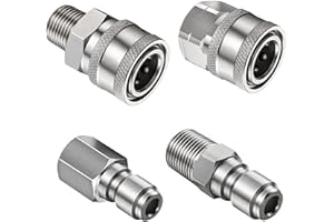 BAMYLI 4 Stück Hochdruckreiniger Kupplung 3/8 Zoll, Schnellkupplung NPT 3/8 Zoll, Verbindungsstücke für Hochdruckreiniger mit Innengewinde (Silber)