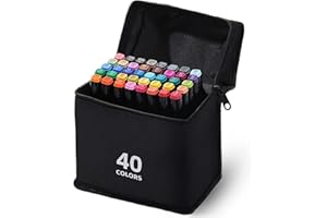 RiyaNed Rotuladores, Permanente Marker Pen Doble Punta Marcadores Graffiti para Dibujar Colorear Resaltar y Subrayar (40)