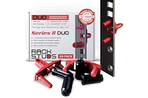 RACKSTUDS DUO50 1RU Series II Rack Mount Solution - Effortless Alternative to Traditional Rack Screws and Cage Nuts & Server Rack Screws Ideal for Server Hardware Setup - 50 Pack, Universal Version