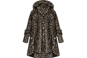 KEYILOWYS Inverno Nuova Moda Donna Bottone Peluche Top Irregolare Giacca con Cappuccio in Tinta Unita Confortevole Giacca Lunga