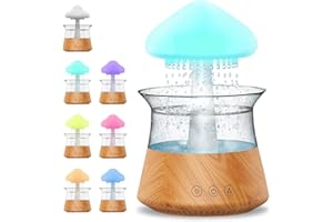TOWWOO Regenwolken Luftbefeuchter, 3 in 1 Rain Cloud Humidifier/Aroma Diffuser/7 Farben LED Nachtlicht, Wassertropfen-Geräusch Entspannung Schlafzimmer Diffuser Ätherische Öle (Holz)