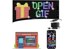 JDVOOTD Scrolling Programmable Car Led Sign - 17" x 6.3" Upgrade Multifunctional Bright 5V/2A Led Sign - Bluetooth APP Control- [True Full-Color LED Beads] - Also a Digital Clock