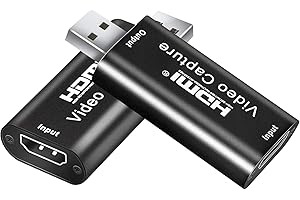 HDMI Video Capture, KUYiA Audio Video Capture Cards HDMI to USB 2.0, 1080P&30hz Record For DSLR Camcorder Action Cam,Live Broadcast HDMI Into USB (BLACK)