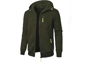 XCXC Herren Kapuzenjacke mit Reißverschluss Männer Jacke Strickjacke mit Brusttasche und Seitentaschen Trainingsjacke Freizeitjacke Übergangsjacke für Herbst Winter Alltag