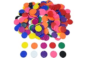 Smartdealspro 300pcs 1 Inch 10 Colors Opaque Plastic Learning Counters Counting Mini Poker Chips Game Tokens (With Edge)