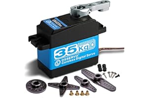 ZHITING 35KG Servomoteur Numérique sans Noyau Engrenage en Acier Inoxydable 7.4V DS3235 étanche à Couple élevé avec Bras Servo 25T pour Robot de Voiture RC (180 °