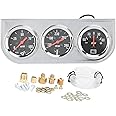 Triple Gauge Kit - 2in 3-In-1 Water Temp, Oil Pressure & AMP Meter for 12V Car, Boat & Truck Universal Fit