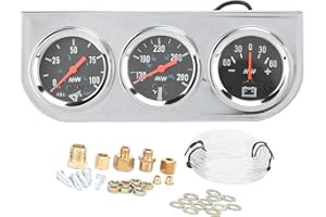 KIMISS Triple Gauge Kit - 2in 3-In-1 Water Temp, Oil Pressure & AMP Meter for 12V Car, Boat & Truck Universal Fit