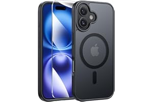 FNTCASE do Etui Telefon iPhone 16: Magnetyczne Półprzezroczyste Matowe Wstrząsy Smukłe Etui Komórkowy - Odporne Upadek Klasy Wojskowej Twarde Etui Chroniące Przed Odciskami Palców (6,1 Cala/Czarne)