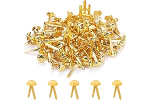 ROWWAIT 100Pcs Split Pins,Scrapbooking Brads Split Pins,Metal Paper Fasteners Mini Brads,8mmx17mm Round Scrapbooking Brads Split Pins for Paper Craft DIY Stamping Scrapbook Office Household Supplies(Gold)