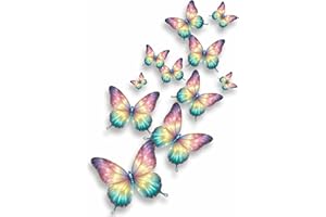 x11 Rainbow Butterfly Vinyl Stickers, Cover up Marks, Multi-Purpose Ideal for Phone, Cups, Tile, Toilet, Car, Laptop, Glass, 