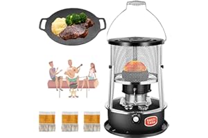 FIUTAZGE Petroleumofen für Innenräume mit BBQ Grill Pan, Petroleumheizung für Innenräume Camping Heizung mit Backblech, Mobile Petroliumheizer Innen Ohne Strom mit 3 Docht