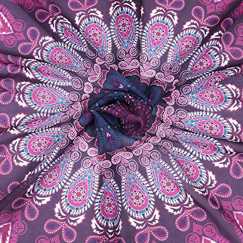 HanSemay™ Indischer Mandala-runder / quadratischer Zigeuner-Wand-Hängen, Boho Zigeuner-Baumwolltischdecke-Strand-Tuch, dekorative Wand, die ringsum hängt, Meditation-Yogamatte, Strand-Blatt, Tabellen-Tuch (lila) - 8