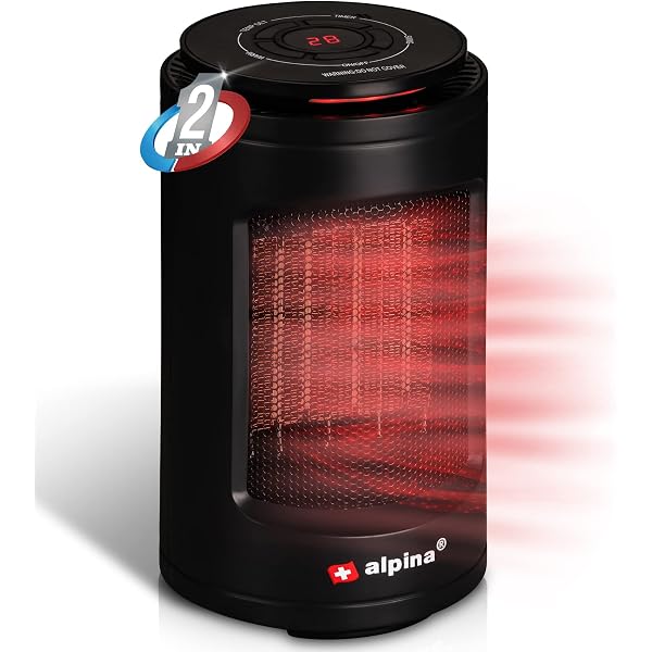 Alpina Fan Heater Energy-Saving 1200 Watt Ceramic - Quick Heater with LED  Display from Brand Manufacturer - Electric Heater with Timer and 2 Power  Heat Settings I 2-in-1 Cooling Function I 13